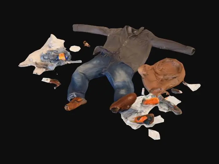 3D model for Dirty clothes on floor and trash