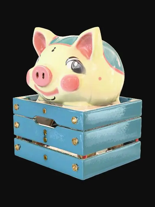 3D model for piggy bank in the style of 1950