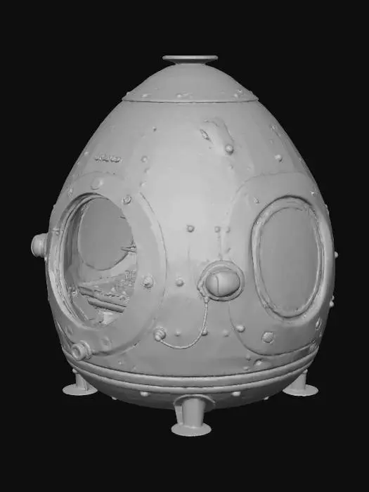 3D model for 1950 scifi inspired cylindrical egg shaped container furnace