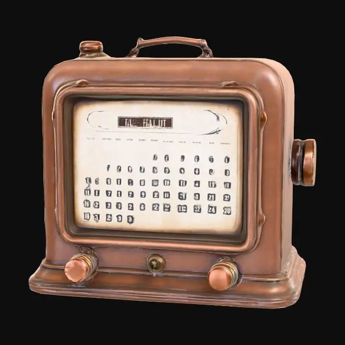 3D model for 1950 retro inspired by fallout games calendar with a screen instead of paper