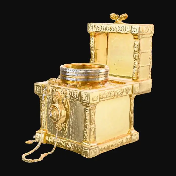 3D model for golden box filled with diamonds and gold jewerly
