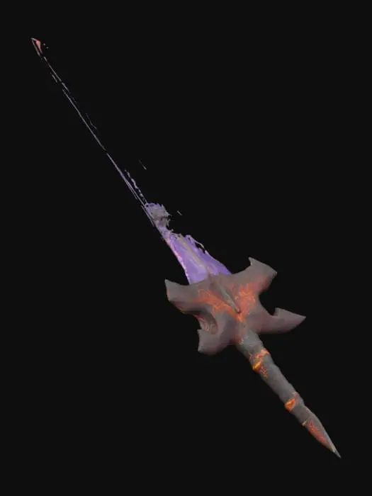 3D model for  una spada dettagliata a una mano avvolta da fiamme mistiche. La lama deve essere lunga e affilata, forgiata con un metallo oscuro o dorato, con rune incise che brillano di un'energia infuocata. Il fuoco che avvolge la lama deve avere un aspetto magico, con tonalità rosse, arancioni e accenni di blu o viola per un effetto ultraterreno. L'elsa deve essere estremamente dettagliata
. Il pomolo della spada può avere la forma di una testa di drago o di una fiamma cristallizzata, 