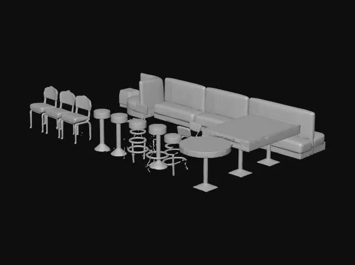 3D model for Retro Diner Furniture Set