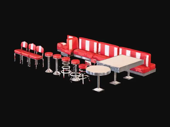 3D model for Retro Diner Furniture Set