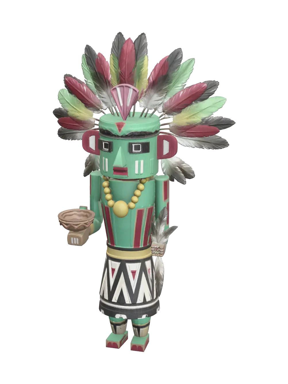 Kachina - Maya 3D model, vytvořený pomocí AI