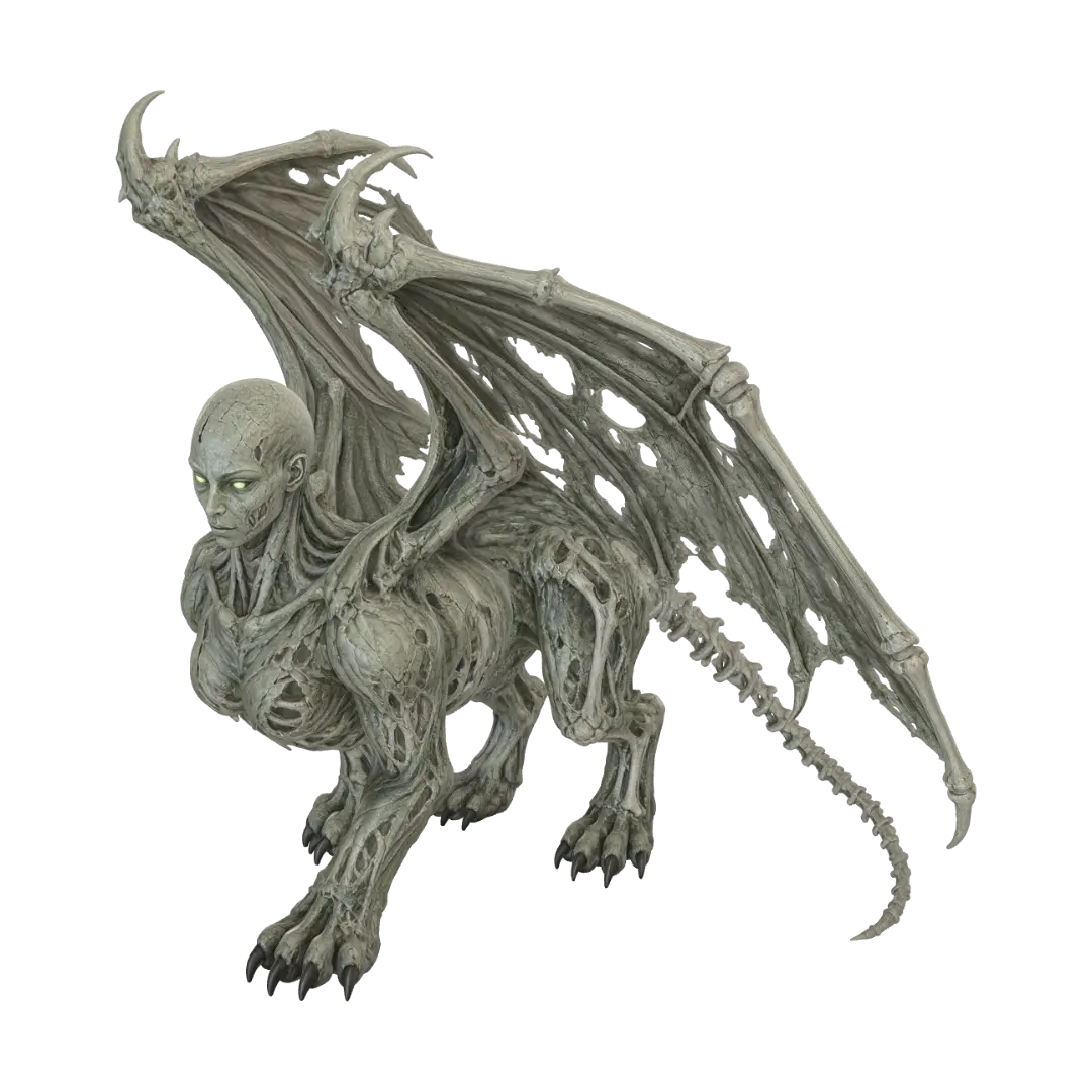 Death Sphynx from HOMM6 - Vertebrae 3D model, vytvořený pomocí AI