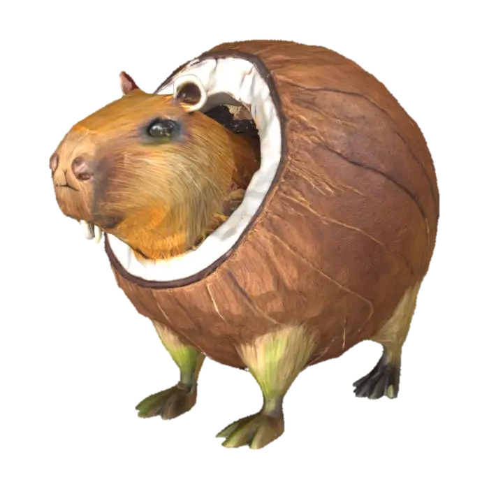Coconut Capybara 3D model, vytvořený pomocí AI