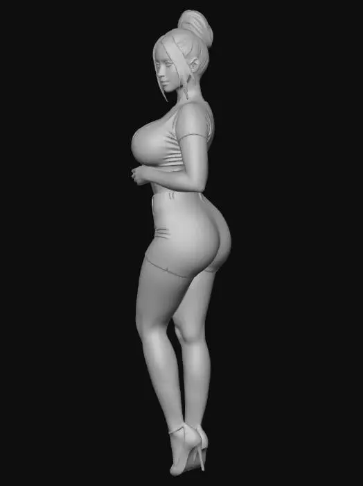 3D model for Denim and White Top Portrait