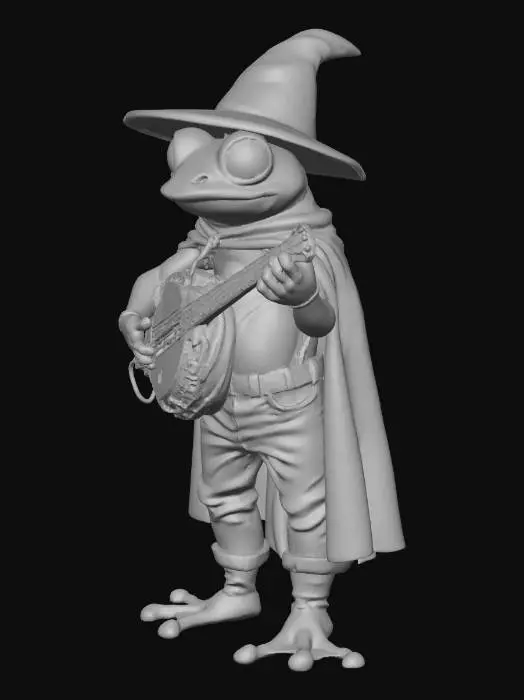 3D model for Create a humanoid frog playing a banjo, DND mini style