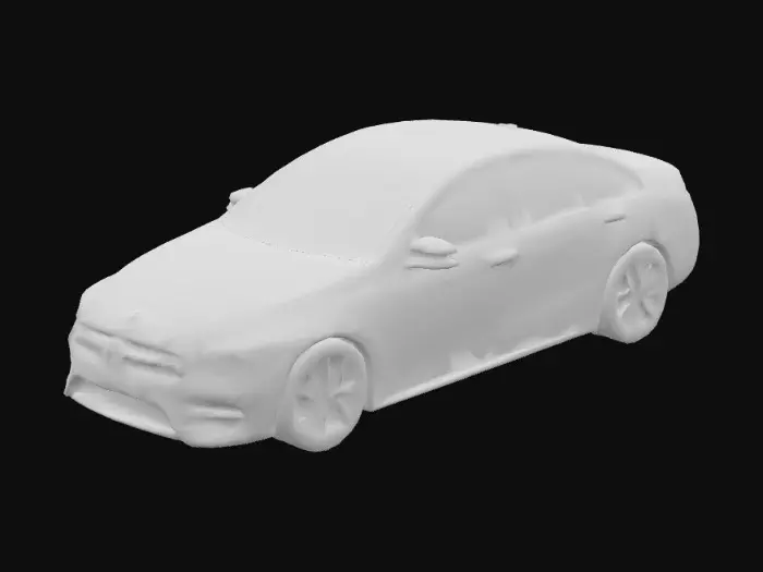 3D model for A sleek 2022 Mercedes-Benz C300 sedan, presenting a highly polished, deep black exterior with a smooth, reflective gloss finish. Its aerodynamic body features crisp, defined character lines, a prominent chrome-accented front grille, and intricately designed LED headlights. The tinted windows appear seamless with the dark paint, and the multi-spoke alloy wheels are rendered in a metallic dark grey, complementing the car's sophisticated and modern silhouette.