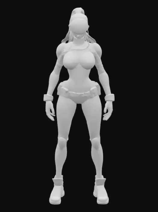 3D model for A cell-shaded comic book character, cell-shaded with thick black hand drawn lines and bold colors, realistic but stylized proportions, female, sci-fi