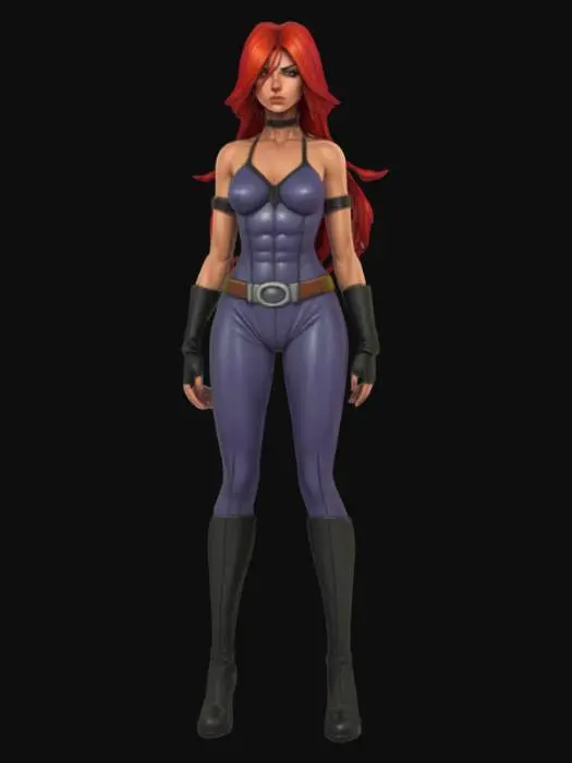 3D model for A cell-shaded comic book character, cell-shaded with thick black hand drawn lines and bold colors, realistic but stylized proportions, female, fantasy