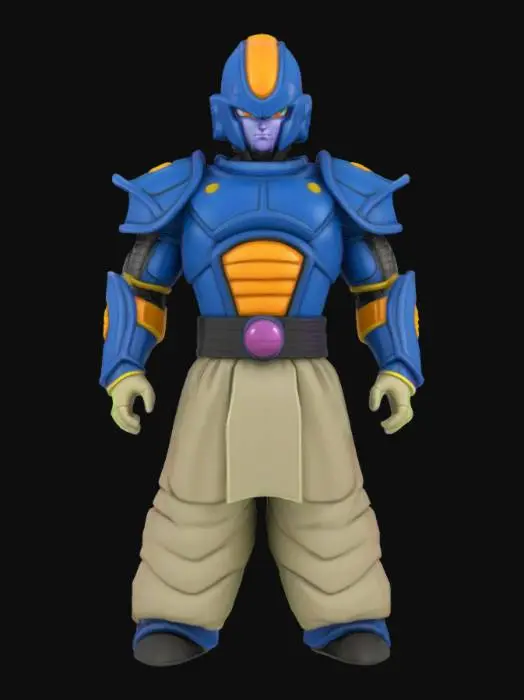3D model for  Dragon Ball Z Saiyan Battle Armor, cell shaded comic book style, cell shaded with thick black lines and bold colors