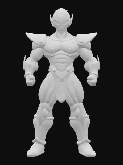 3D model for  Dragon Ball Z Saiyan Battle Armor, cell shaded comic book style, cell shaded with thick black lines and bold colors