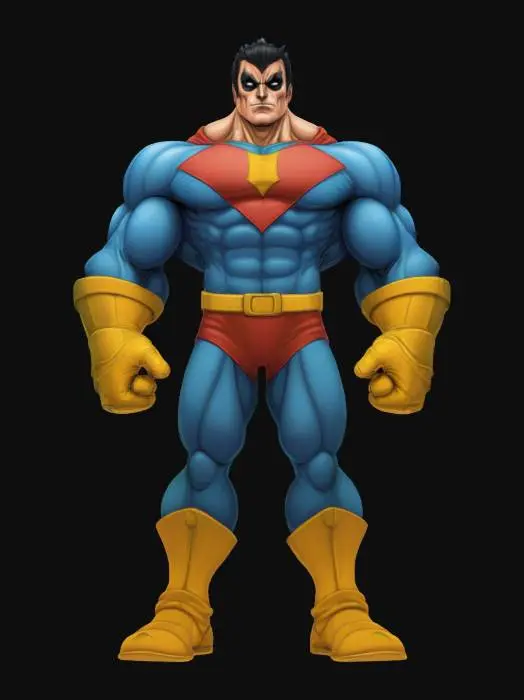 3D model for A cell shaded comic book character, cell shaded with thick black lines and bold colors