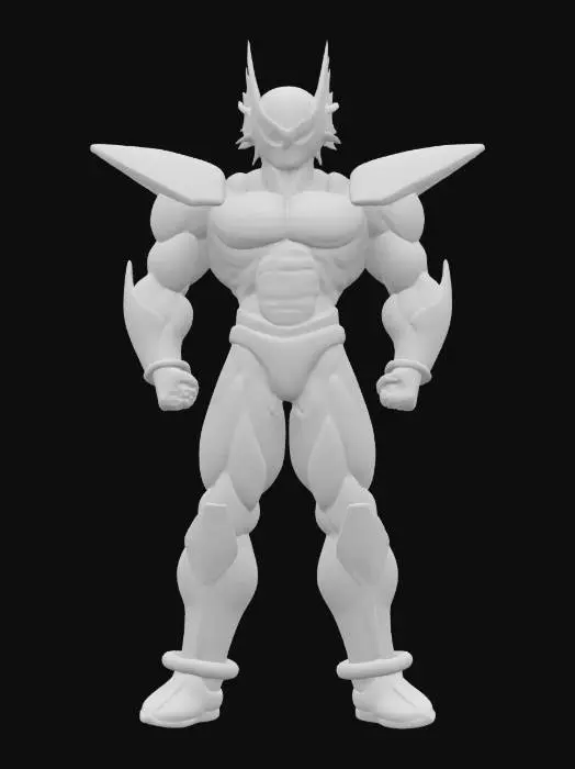 3D model for  Dragon Ball Z Saiyan Battle Armor, cell shaded comic book style, cell shaded with thick black lines and bold colors