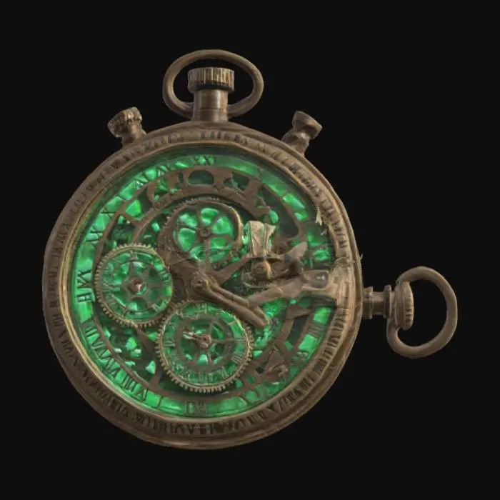 3D model for Supernatural stopwatch able to pause time high detail dials showing the gears internally blue glowing smoke , Sci-Fi, Vintage, Highly Detailed, Ultra Realistic