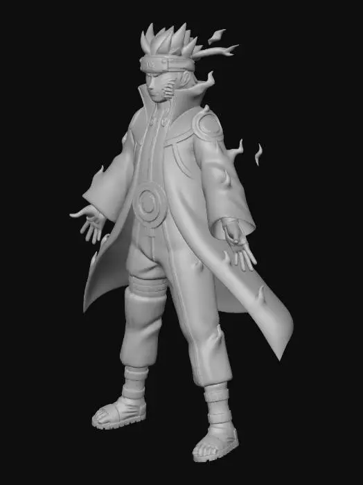 3D model for Naruto in Sage Mode with Flaming Swords