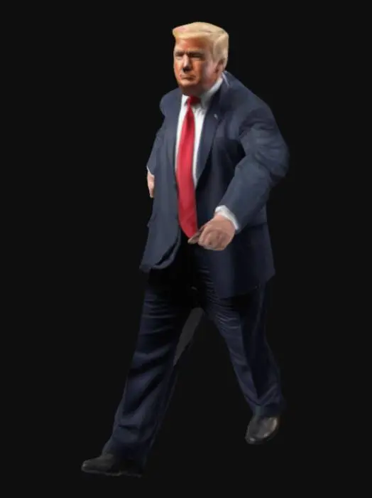 3D model for Realistic symmetrical Donald Trump, Doing T-Pose, arms out to sides. 