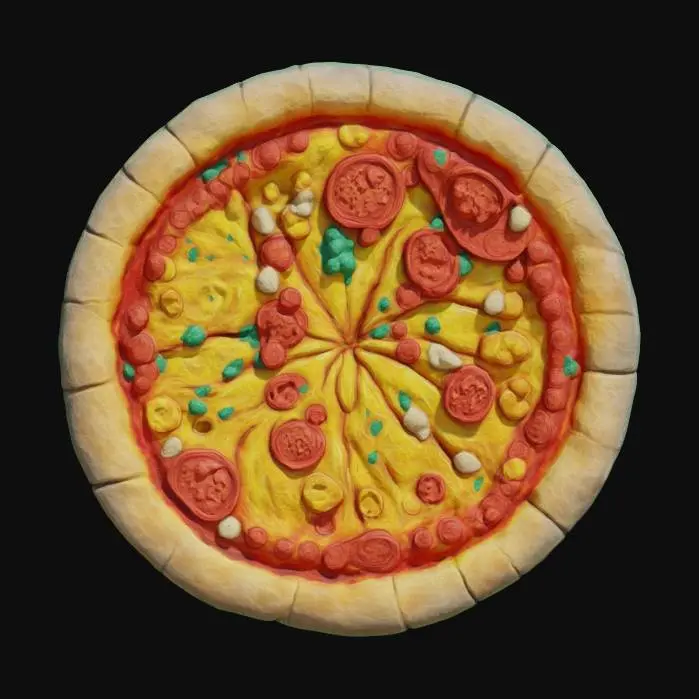 3D model for teenage mutant ninja turtle emblem, highly detailed, stone texture in a shape of pizza, colored #emblem#