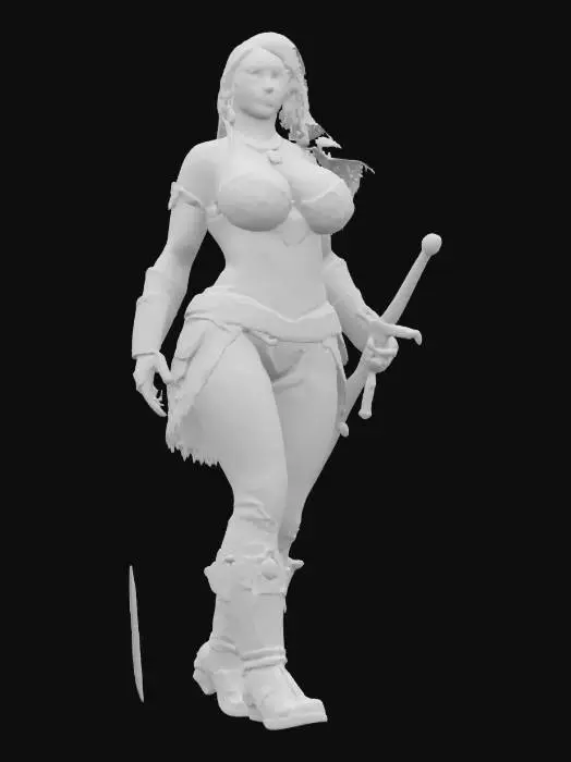 3D model for fantasy corset female curvy sensual posing worrier Mexican 