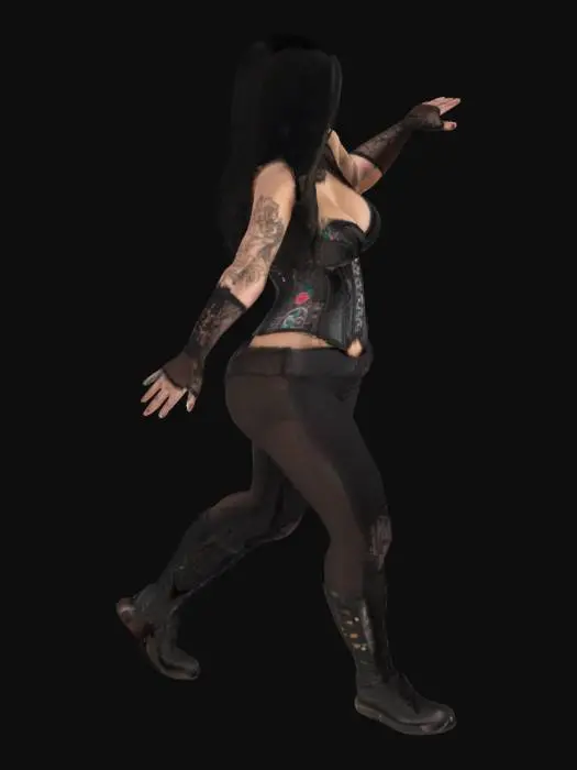 3D model for fantasy corset female curvy sensual posing worrier Mexican 