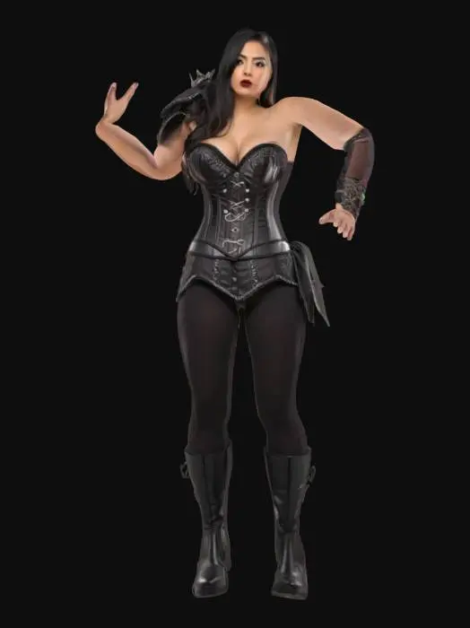 3D model for fantasy corset female curvy sensual posing worrier Mexican 