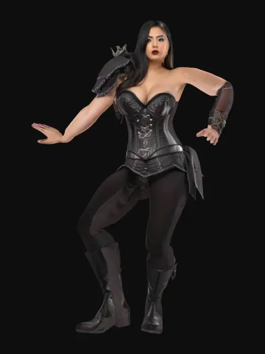 3D model for fantasy corset female curvy sensual posing worrier Mexican 