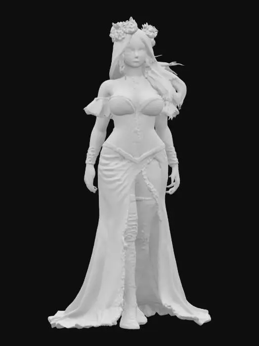 3D model for Mexican  style fantasy corset female lady curvy modeling sensual detailed. beautiful face   