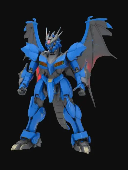 3D model for A Gundam inspired dragon detailed armor has laser canons posing