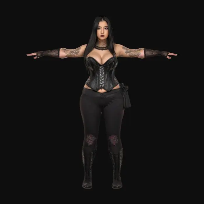 3D model for fantasy corset female curvy sensual posing worrier Mexican 