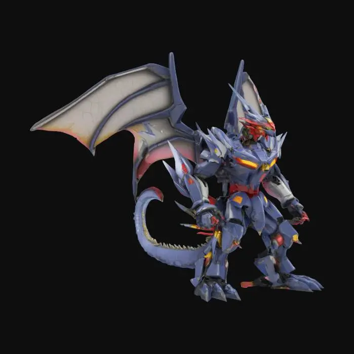 3D model for A Gundam inspired dragon detailed armor has laser canons posing