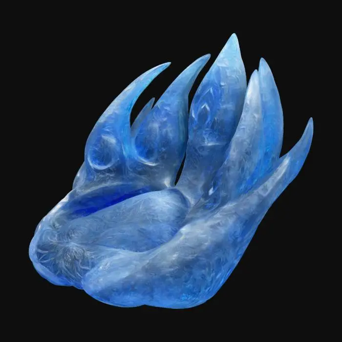 3D model for #ChristmasAdventure# 
The Astral Pawprint is a massive, otherworldly mark embedded in frozen tundra, glowing faintly with shifting hues of silver and blue. Its intricate pattern resembles no known creature, with clawed edges that curve into elegant spirals and a textured center like frost-kissed scales. The sheer size hints at a mythical beast of legend, its origins shrouded in mystery. Locals whisper it’s the trace of a celestial guardian, unseen but watching over the land.