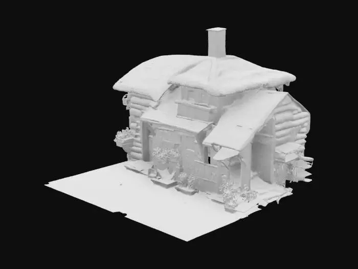 3D model for case rurali in un paesaggio d montagna
