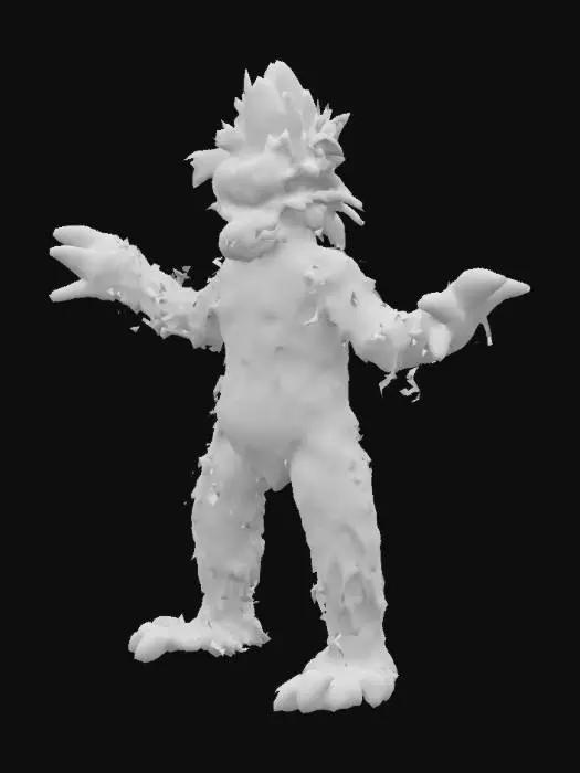 3D model for #garden#, giant plant humanoid plant creature made up of vines and leafs, the creature's head is made of a flower and the mouth of a venus fly trap and googly eyes, the creature is standing in a tpose position