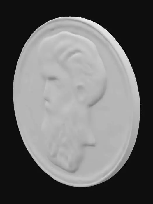 3D model for #emblem#, Hyper-realistic Gold coin with the face of Aristotle