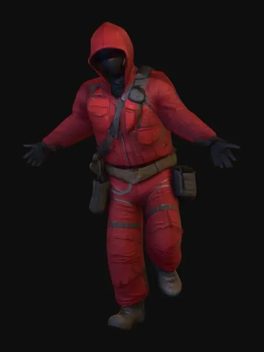 3D model for  a pixel art soldier no helmet. Postapocalyptic esthetic. no weapons. in a T pose
