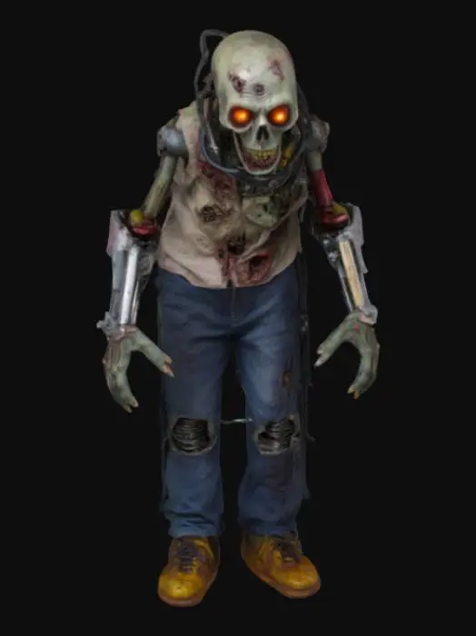 3D model for zombie with mechanical parts, very creepy and scary.