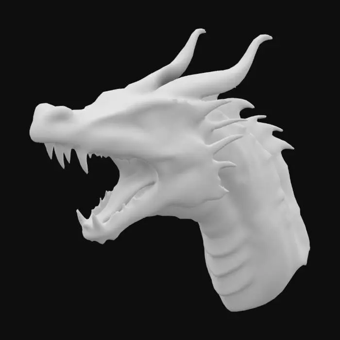 3D model for Highly Detailed, Ultra Realistic,  Dragon figurehead, detailed eyes, open mouth