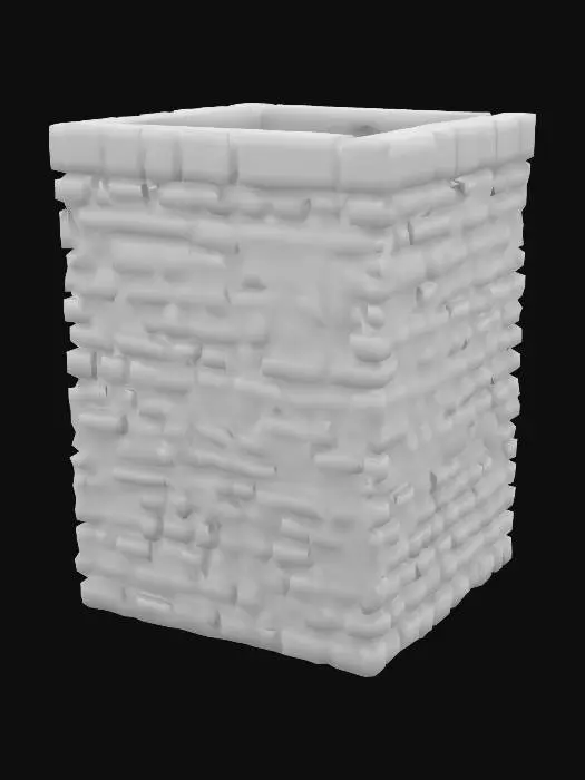 3D model for modular dungeon wall asset. 3D printed and airbrushed realism texturing. Stone brick wall, 2 meters tall, full height, clean edges, good linework, squared. 