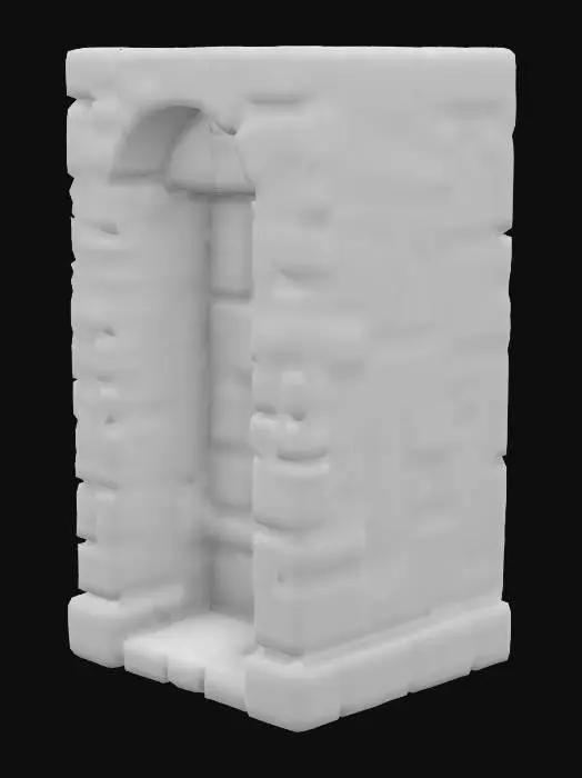 3D model for modular dungeon wall asset. 3D printed and airbrushed realism texturing. Stone brick wall, 2 meters tall, full height, clean edges, good linework, squared. 
