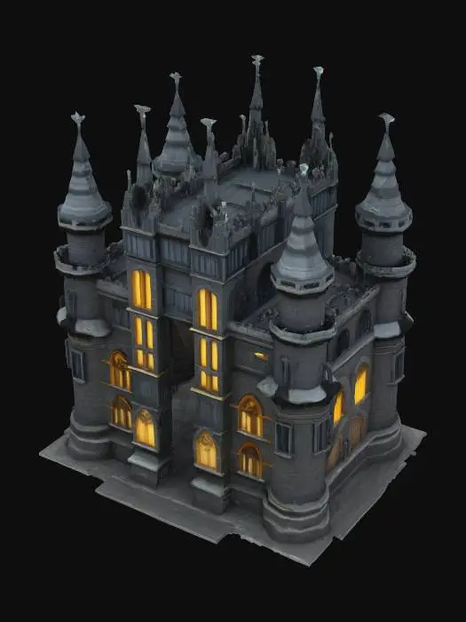 3D model for 3D model of an obsidian and onyx fortress KEEP section