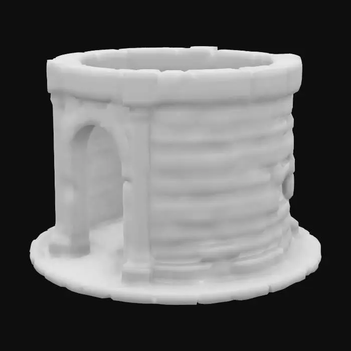 3D model for tall half-circle curved stone wall 