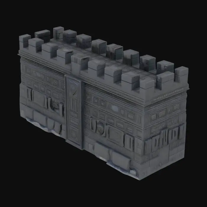 3D model for 3D model of an obsidian and onyx fortress WALL section