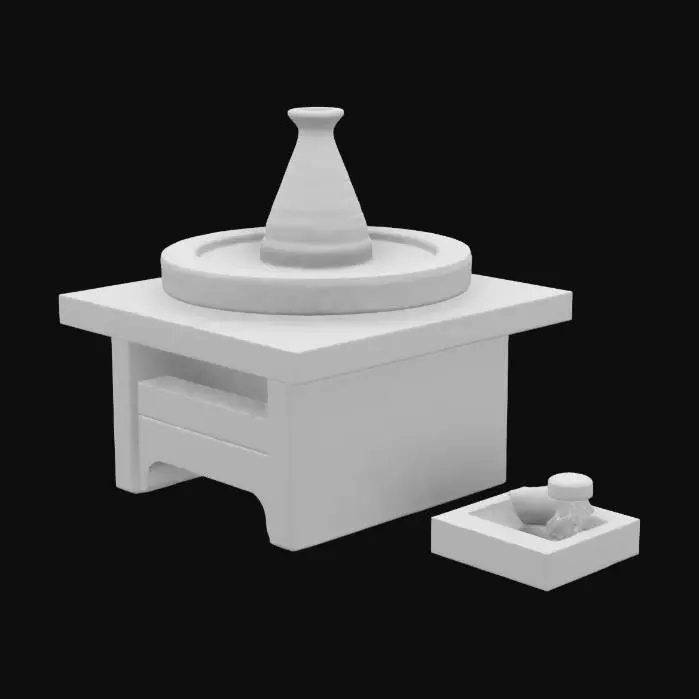 3D model for 生成一个陶瓷拉坯机，整体效果完整，细节也完美