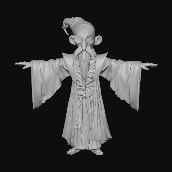 3D model for Elderly Wizard with Monocle