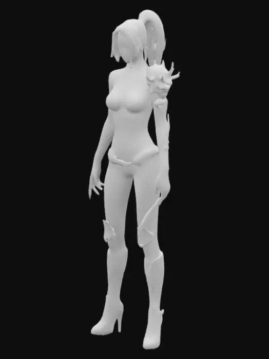 3D model for Beautiful African American Vampirella in skintight black and electric green biomechanical armor African American, beautiful, gorgeous body, Dystopian. Ultra Realistic, style. A-pose. Highly detailed. Black and electric green spiked stiletto knee-high boots