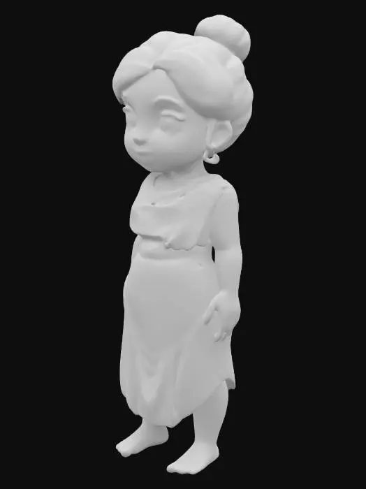 3D model for young realistic woman in greek toga clothes, not very detailed, beautiful face, slightly chubby body. ancient greek toga dress, brown bun hair. hair witha bun, smooth skin, smooth clothes, not very detailed, realistic dimensions, realistic face, face looks like greek woman. full body, no missing part, clear shaped face, chubby face, beautiful face,