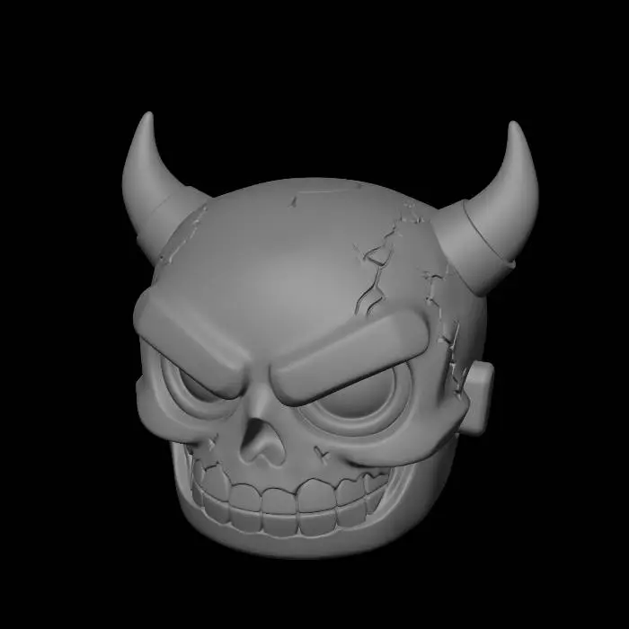 3D model for Demon Horn Skull Helmet