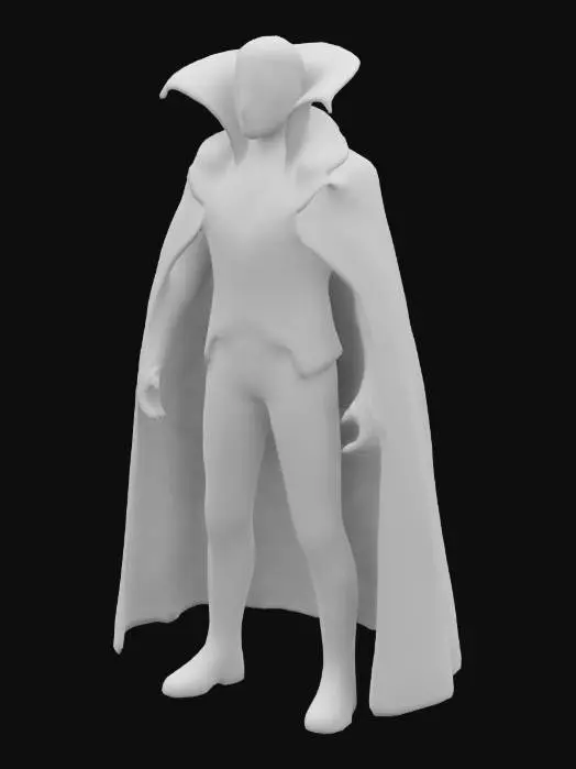 3D model for Count Vladimir Lebedenko in a vampire costume, red cloak, leather boots